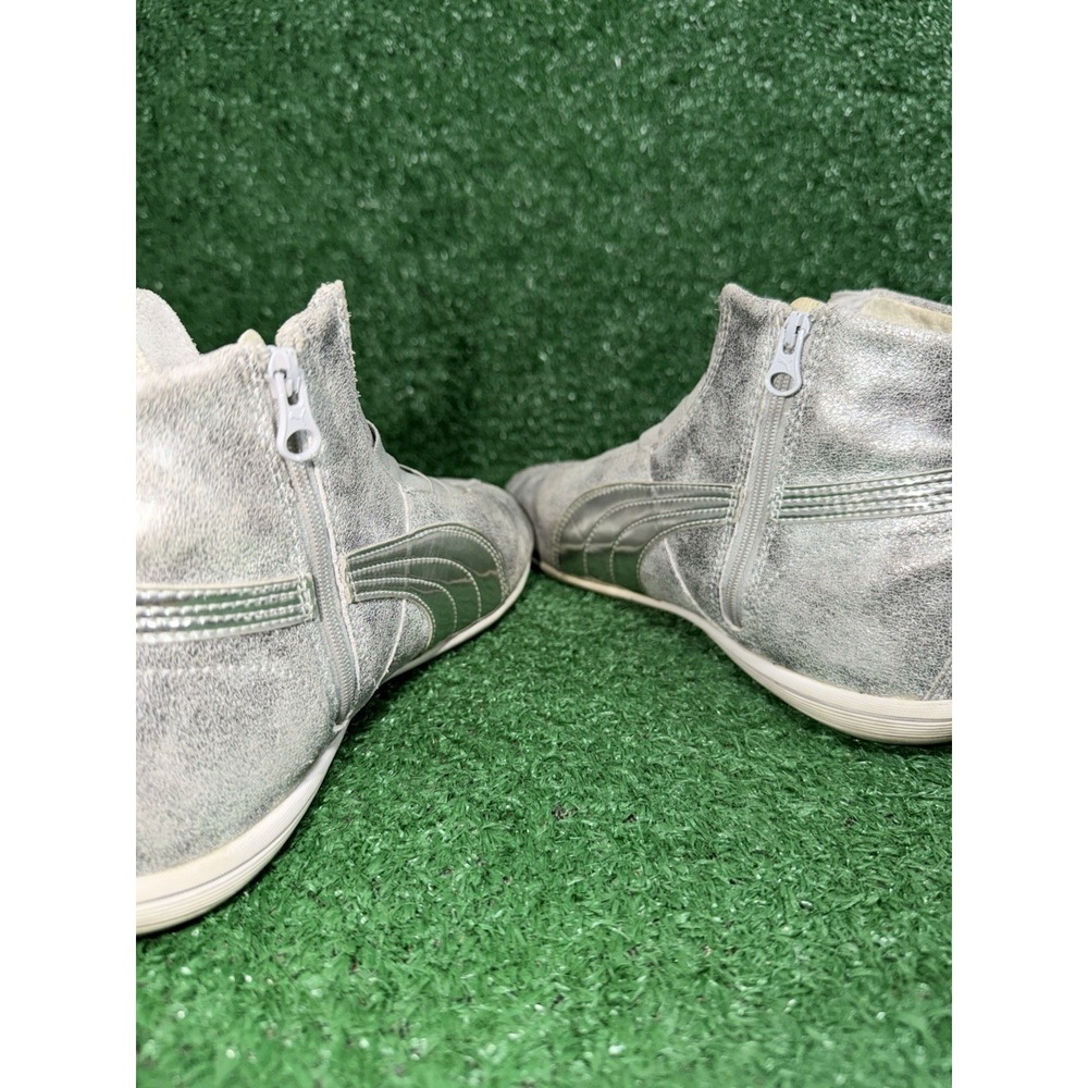 Rare Puma Eskiva Mid Silver Leather Shoes Boxing Sneakers Vtg Womens Size 7 US - Picture 8 of 12